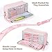 Four Candies Pink Pencil Case 3 Compartment, Large Pencil Pouch with Removable Handle & Zipper, Cute Stationery Organizer Big Pencil Case for Markers, Pencil Bag for Office College, Pink