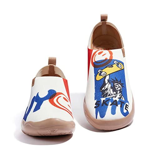 UIN Men's Loafers Lightweight Knitted Sneakers Walking Casual Slip Ons Funny Style Art Painted Travel Shoes Skate NYC (11.5)2