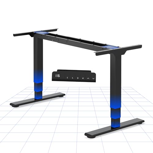 FLEXISPOT Telaio da tavolo regolabile in altezza, doppio motore e gambe a 3 livelli, scrivania regolabile in altezza, telaio con indicatore di altezza LED, 4 posizioni di memoria e protezione contro