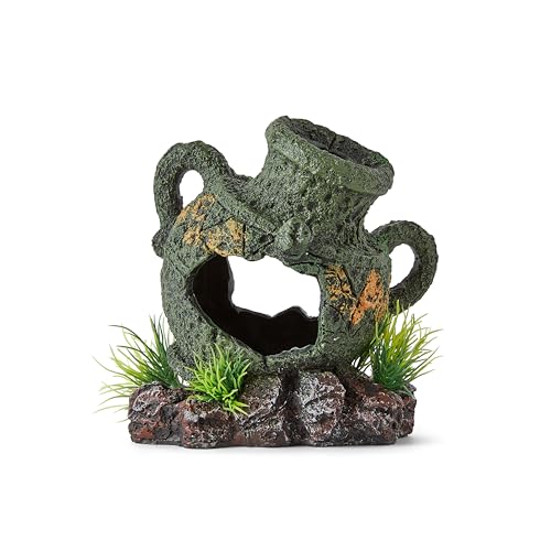 M PELOSA Amphore Décoration d'aquarium – Décoration réaliste pour aquarium de la Grèce antique – Résine non toxique pour petits et nano réservoirs...