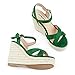 JOY IN LOVE Women's Wedge Sandals Platform Espadrilles Heels Ankle Strap Open Toe Buckle Sandals 4071 Green US7.5