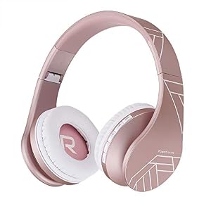 PowerLocus Kabellose Kopfhörer Over Ear, Kopfhörer Bluetooth mit Mikrofon, Faltbar, weiche Ohrpolster Hi-Fi-Stereo-Bass, Headset Kabellos und Kabel-Modus für Kinder/Erwachsene/TV/PC/Home Office