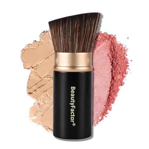 Retractable Kabuki Makeup Brush with Aluminum Handle