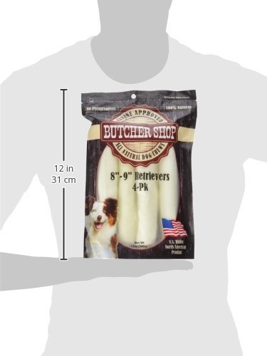 Butcher Shop 013151 8"-9" Natural Rawhide Retrievers (4 Pack), Large. #TOP1