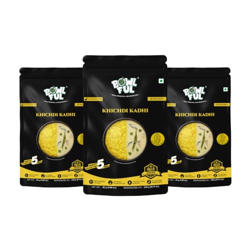 Bowlful Khichdi Kadhi, 48 GMS Pack of 3, Healthy Rice Based Product with Kadhi Without Onion and Garlic. 100% Natural, Freeze Dried Food