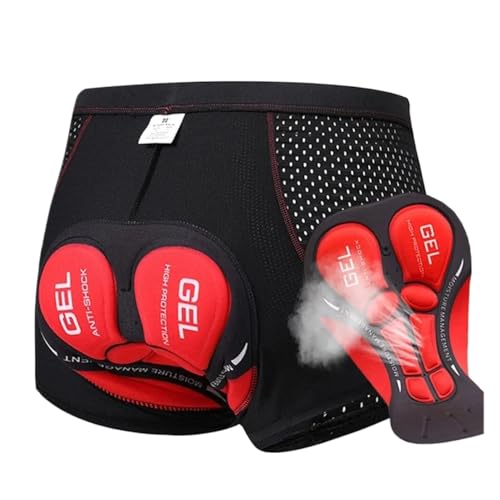 Calzas ciclistas con almohadilla 5D para hombre rojo M miniatura 2