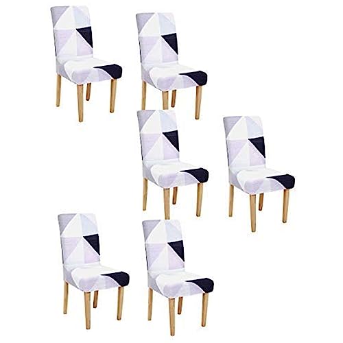 Image of Cortina Dining Chair Slipcover | Protection Chair Cover | Geometric Print, Removable, Washable | Universal Fit Super Soft Stretchy Polyester Spandex | Hotel, Marriage, Wedding | Pack of 6, Multi 12