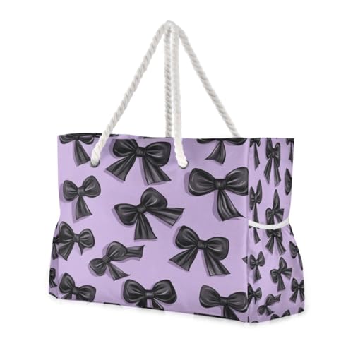 Black Bows (1) Beach Bag & Travel Tote Bag Large Sandproof Wet Pouch for Gym Travel