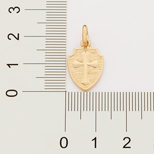 Pingente Masculino escudo com cruz folheado a ouro Rommanel med 2,4 cm