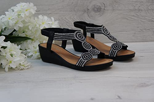 IVACHY Womens Sandal Ladies Crystal Sparkling Shine Wedge Heel cushioning Shoes - Image 3