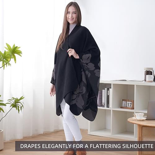 Women's Winter Poncho Shawl Wrap - Open Front Ponchos for Women for fall winter, Gift for women2