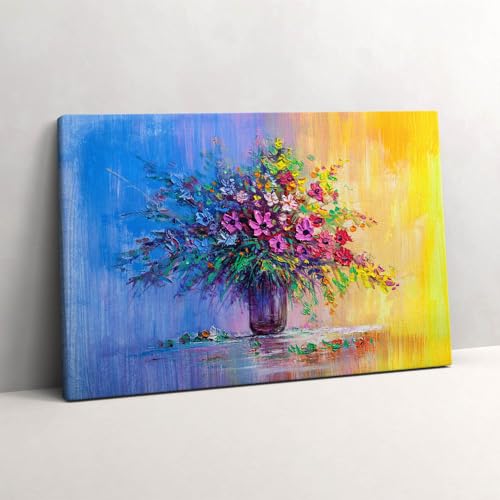 Tableau Photo sur Toile Fleurs Vase 60x40cm pour Salon Lumineux Wallfluent