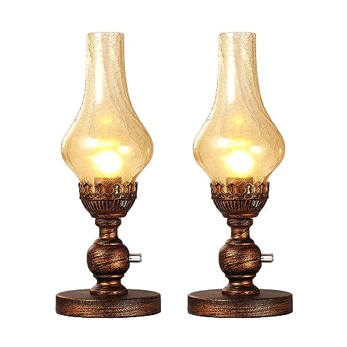 Lampe au kérosène IBalod marron : éclairage de table dimmable rétro - 2