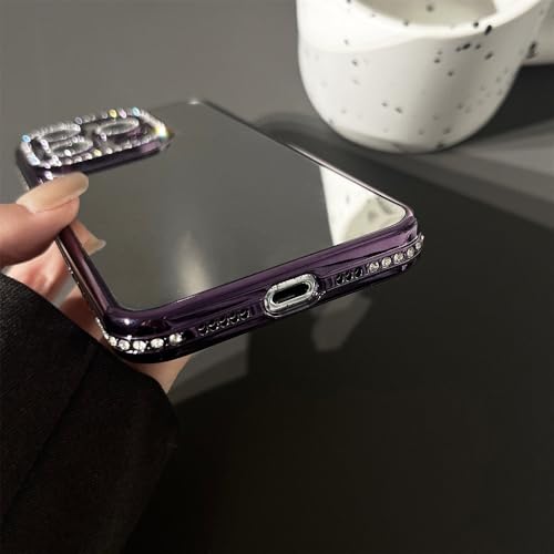 Coque iPhone 14 Pro Max antichoc paillettes bleu effet miroir
