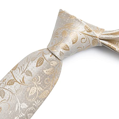 Image of DiBanGu Mens Paisley Tie Sets Silk Jacquard Woven Floral Necktie and Pocket Square Cufflinks Wedding Business Party