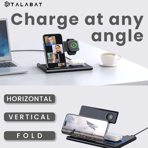 Image of 3-in-1 Wireless Charger, 25W Magnetic Mag-Safe - Compatible with iPhone 15 /15 Plus /15 Pro /15 Pro Max, iPhone 14 /14 Pro /14 Pro Max,13 /12, AirPods 3rd /2nd Gen, Apple Watch Series -(Black)