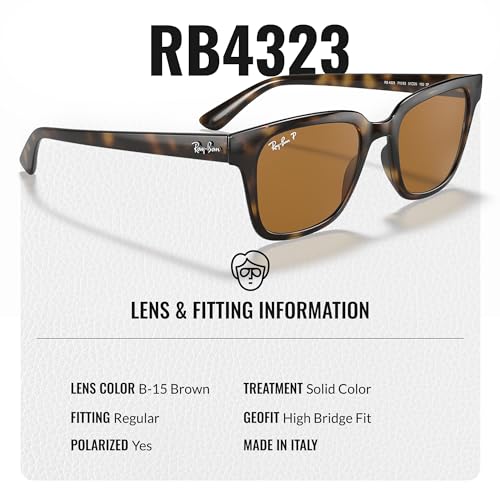 Image of Ray-Ban RB4323 Square Shaped Sunglasses for Men & Women with Official RAYBAN Eyewear Kit
