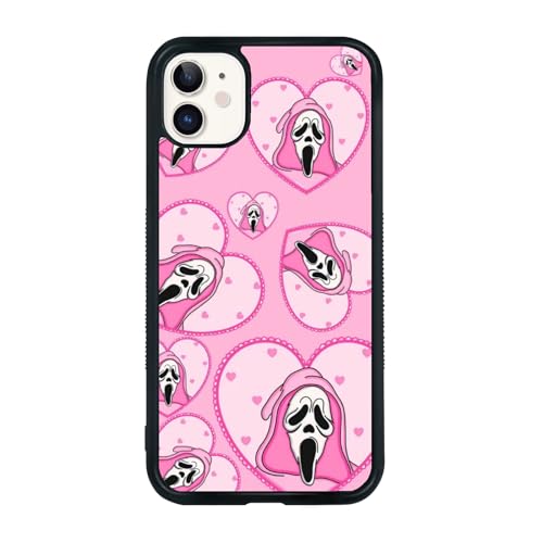 Seconddog Cute Skull Skeleton Black Border Case Compatible with iPhone 15 Pro, Horror Unique Pink Halloween Ghost Pattern Design Case for Teens Men and Women by Seconddog - Used condition - US$7.06