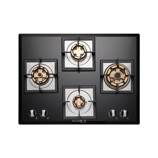 BLOWHOT Krypton 4B Battery Operated Built-Manual In Gas Hob Heavy Full Brass Multi Flame Function|Toughened Glass Top One Jumbo Triple Ring,Two Double Ring Burner And One Small Burner-Black