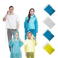 Regenponcho Einweg, 4 Stück Regencape Festival Durchsichtig Regenponcho mit Kapuze, Regen poncho Familien Set für Damen, Herren & Kinder, Wasserdichte Notfall Regenmäntel Reise, Wandern, Camping