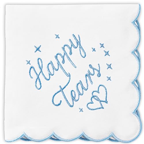 Wedding Handkerchief - 12 x 12 - Something Blue for Bride on Wedding Day - Mother of the Bride Gifts Bridal Weddings Hankie Happy Tears