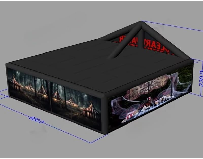8x8m Circus Clown Haunted House with Full Printing Inflatable Maze Tag Halloween Scary Inflatable Labyrinth Sport Game（26x26ft with Removable roof and Blower）