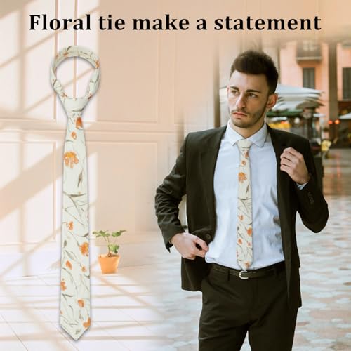 Image of Luckyvestir Mens Tie, Floral Neck Tie, Skinny Ties for Men 2.56'', Flower Printed Cotton Neck tie for Wedding Business Groom