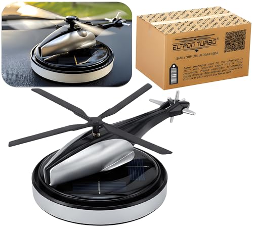 Image of Eltron Turbo Imported Glider Working On Solar Power Car Interior Accessories Decoration Rotating Fan Dashboard Aroma Organic Fragrance Car Perfume (Matt SIlver, Helicopter Silver)