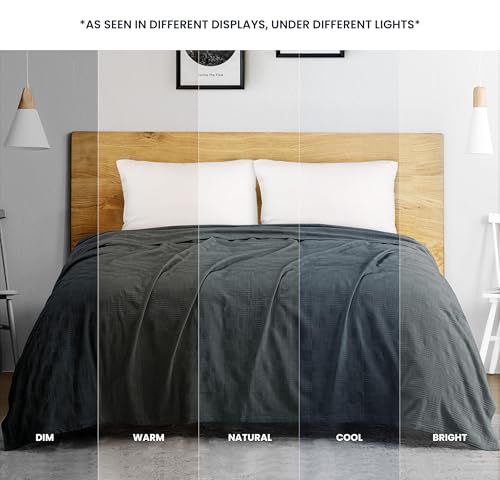 Utopia Bedding Smoke Gray 100% Cotton Blanket [King Size - 90x108 Inch] 350GSM Lightweight, Soft and Breathable Thermal Blanket for All Seasons