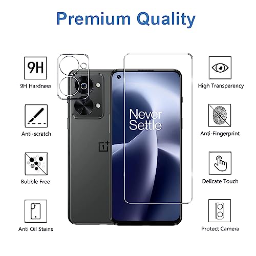 YIFNTANG [3+3] 3 Pack Tempered Glass Screen Protector for OnePlus Nord 2T 5G with 3 Pack Camera Lens Protector,HD Clear,9H Hardness, Anti Scratch,Compatible with OnePlus Nord 2T 5G