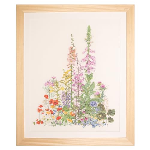 Thea Gouverneur - Counted Cross Stitch Kit - American Wild Flowers - Linen - 32 Count - Embroidery Kit for Adults - DMC Embroidery Threads and Other Cross Stitch Supplies Included - 554