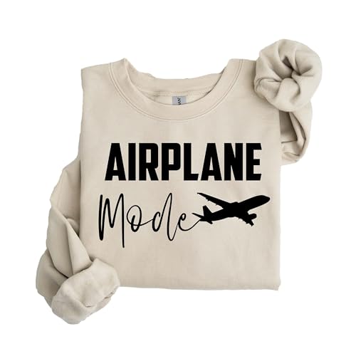 Airplane Mode Sweatshirt, Cute Travel Pullover, Cozy Airport Crewneck Sweater, Funny Vacation Outfit Top, Flight Day Apparel, Travel Gift for Women and Men Sand2