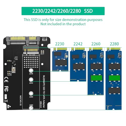 Adaptador Mustpoint M.2 a Caja SATA 2.5" con soporte SATA 3.0 y carcasa de 7mm miniatura 6