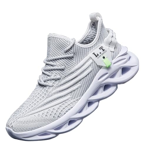 ZDFQLGV Modische lässige Fitness Laufschuhe Sneakers für Herren Leichte atmungsaktive Wander Arbeiten Sportschuhe Weiche Bequeme rutschfeste verschleißfeste Tennisschuhe weiße EU 39