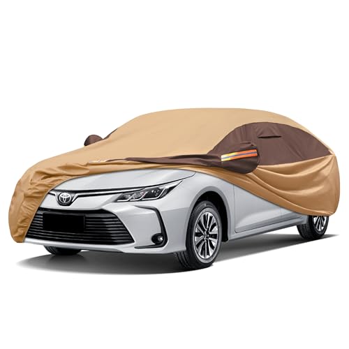Image of 10 Layer Full Car Cover Waterproof All Weather Outdoor Car Covers Rain Snow UV Dust Protection Universal Fit Senad Toyota Camry, Tesla Model 3, Honda Accord, Nissan Altima, Kia K5 etc.Size A4