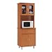 Hodedah Long Standing Kitchen Cabinet with Top & Bottom Enclosed Cabinet Space, One Drawer, Large Open Space for Microwave, Cherry