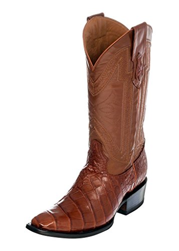 Ferrini Mens Cognac Leather Gator Belly D-Toe Stallion Cowboy Boots 9.5 E #TOP2