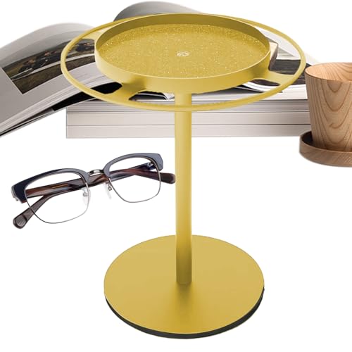 Soporte De Gafas Giratorio De 360° | Organizador De Gafas De Sol De Acero Inoxidable Con Bandeja - Expositor De Joyería Extraíble Para Mesa, Cómodo, Mesita De Noche, Oficina, Decoración Interior