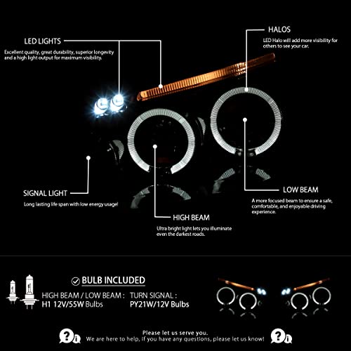 Autozensation Compatible With 2006-2008 Volkwagen Golf & Rabbit-2010 Vw Jetta Led Halo Glossy Black Housing Smoke Lens Projector Headlights L + R Pair Headlamp #TOP1