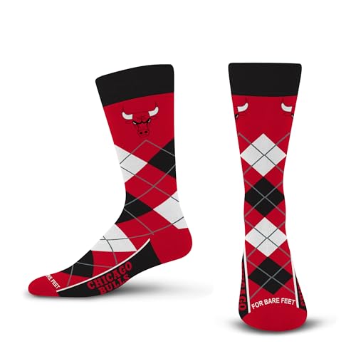 For Bare Feet NBA CHICAGO BULLS Argyle Remix Premium Dress Sock Team Color OSFM