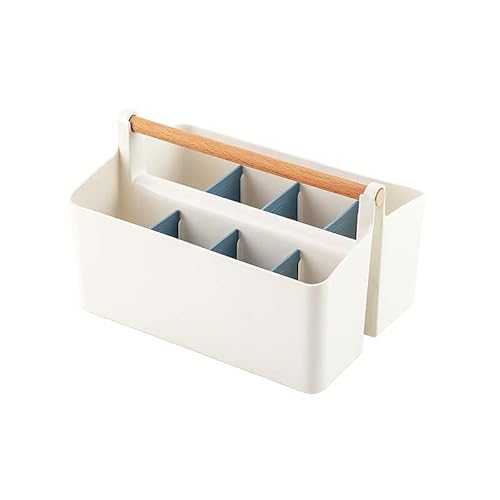 Vidifor Large Portable Basket With Handle, Plastic Craft Storage Organizer Caddy Tote With Adjustable Divided For Makeup Art Supplies, Sewing, Colored Pencils-Blue #TOP5