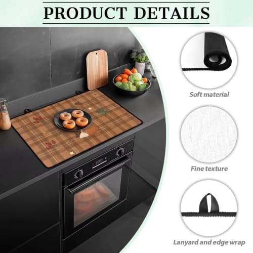 Image of Electric Stove Top Covers Heat Resistant Glass Ceramic Cooktop Cover Mat Fall Season Kitchen Scratch Resistant Flat Top Stove Cover, 29 x 21 Inch, Autumn Fox Berry Print