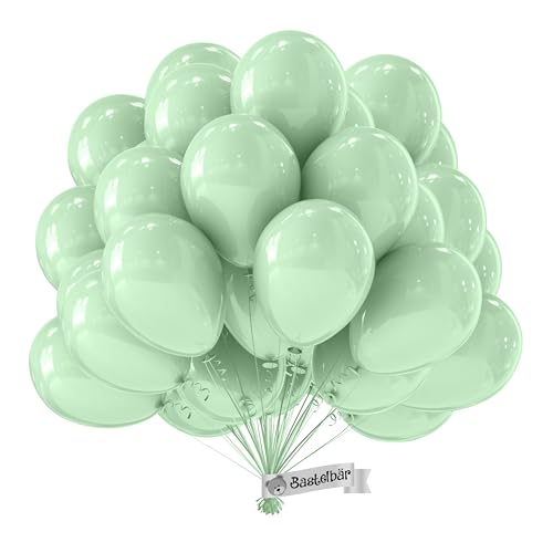 Ballon Vert Pastel BIO • 50 Pièces • MADE IN EU • Ballons certifiés durables bio • 100% Latex naturel • Ø34cm • Ballon vert menthe • Adapté...