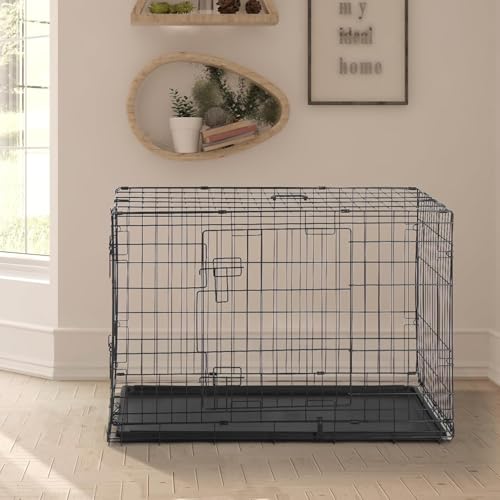 TactFire Hundekäfig Faltbar klappbar mit 2 Türen,Hundehöhle Hundebox Auto mit Bodenschale,(XXL) 121 x 74 x 81 cm,Zusammenklappbarer