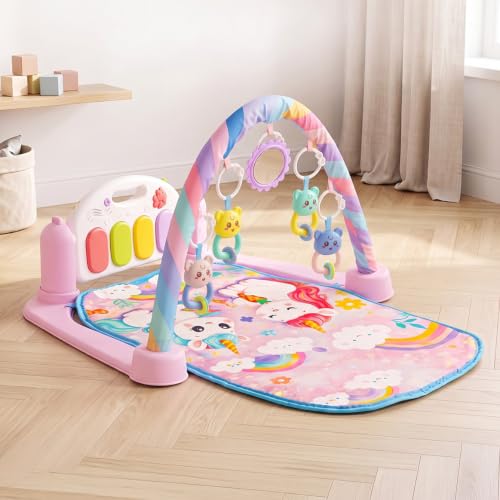 Image of StarAndDaisy Baby Play Gym with Musical Piano, Hanging Toys & Soft Play Mat, Infant Activity Gym for Tummy Time, Sensory Play & Early Learning, Baby Gym for 0-24 Months