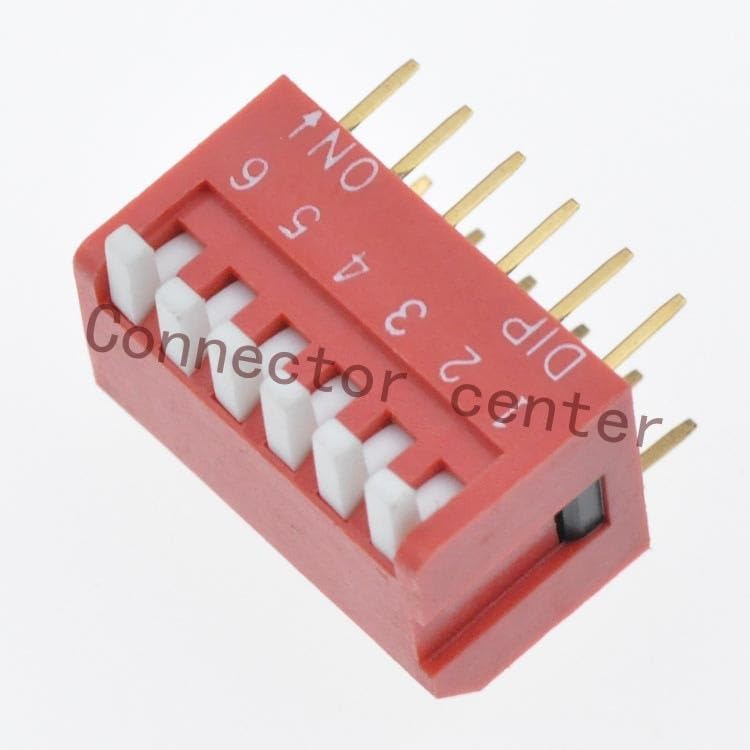 Wiring Connecting Terminals - DIP Switch Piano Type Side Actuation 2.54mm Pitch Gold Plated 6position 12Pin Red DPL-06