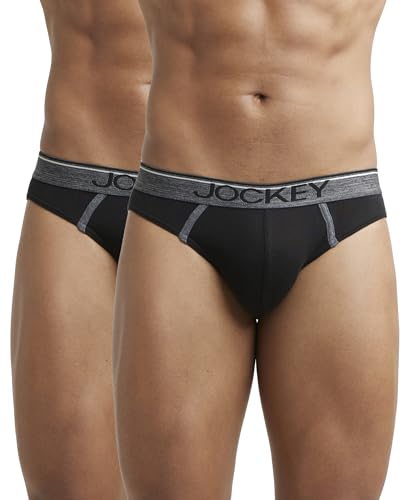 Image of Jockey 8044 Men's Super Combed Cotton Rib Solid Brief with Ultrasoft Waistband (Pack of 2)