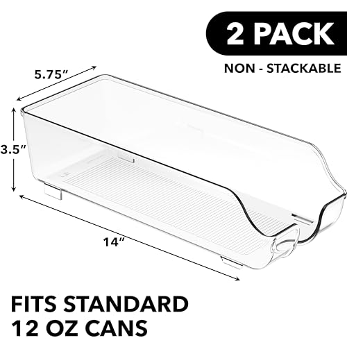 Simple Houseware Soda Can Organizer and Dispenser for Refrigerator / Pantry, Clear, Set of 2