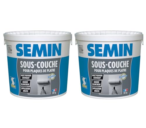 Sous Couche pour Plaque de Plâtre Semin, intérieur, Prêt à l'Emploi, Seau de 25 kg (lot de 2)
