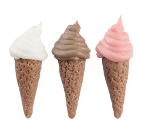 Cônes de crème glacée miniature Melody Jane en lot de 3 pour accessoiriser vos décors de plage